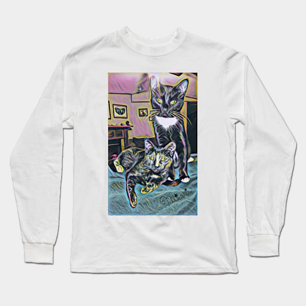 Two Special Kitties Long Sleeve T-Shirt by Mishi